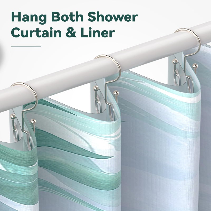 Goowin Shower Curtain Hooks, 12 Pcs Shower Curtain Rings, Durable Shower Curtain Rings Rust Proof, Double Glide Shower Rings for Curtain, Simple Shower Hooks for Shower Curtain & Liner, Brush Nickel - Image 3